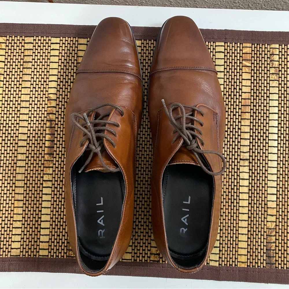 RAIL Brown Leather Cap Toe Oxford Dress Shoes Men’s EU‎ 43 / US 10 Made Romania